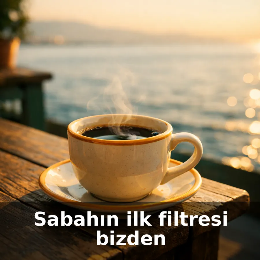 Pour-over coffee on a wooden table by the sea