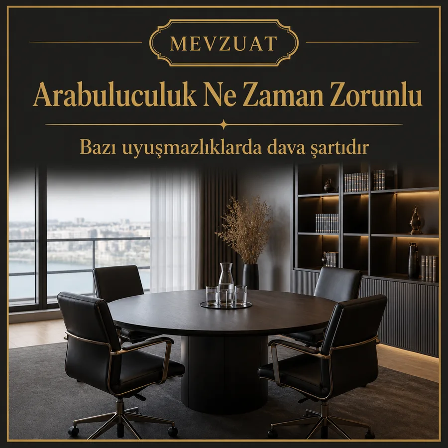 Hukuki bilgilendirme afişi: boş toplantı odası, yuvarlak masa ve kitaplık