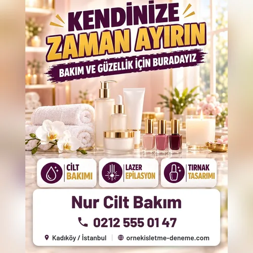 Güzellik merkezi bilgilendirme afişi: lazer epilasyon ön görüşmesi duyurusu