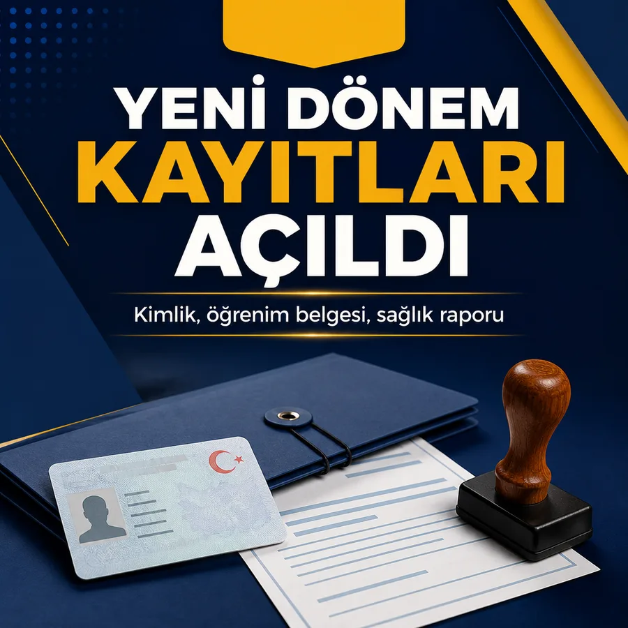 Sürücü kursu kayıt dönemi afişi: gerekli evrak listesi ve başvuru adımları